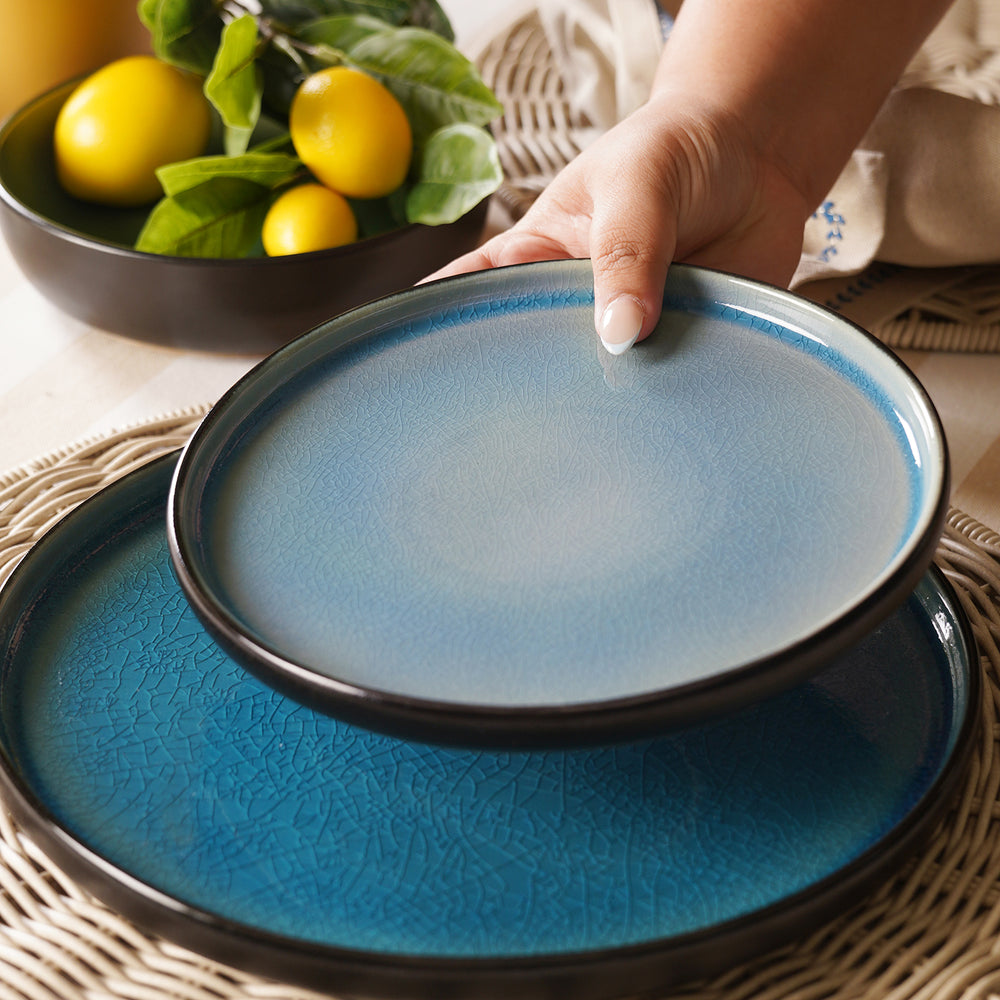 Blue Crackle Glaze Dessert Plate