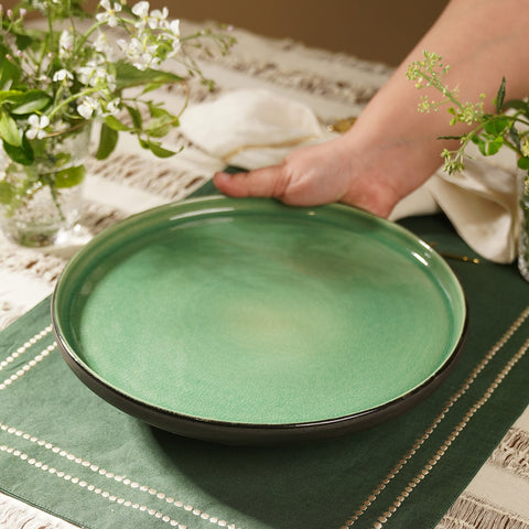 Green Crackle Glaze Dinner Plate