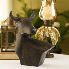 Brown Antique Finish Bull Bust Figurine