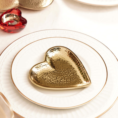 Gold Hammered Heart Shaped Platter - Small