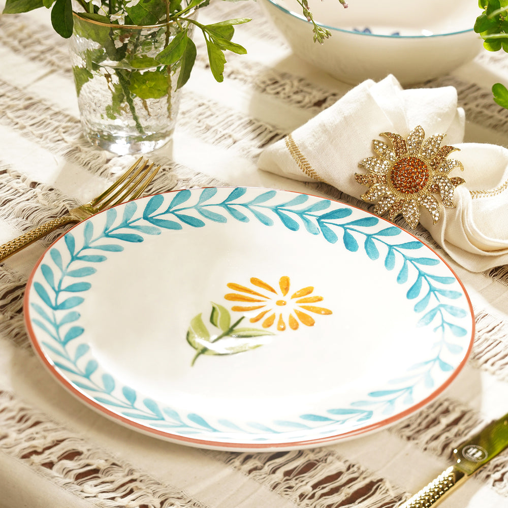 White & Blue Hand Painted Dinner Plate