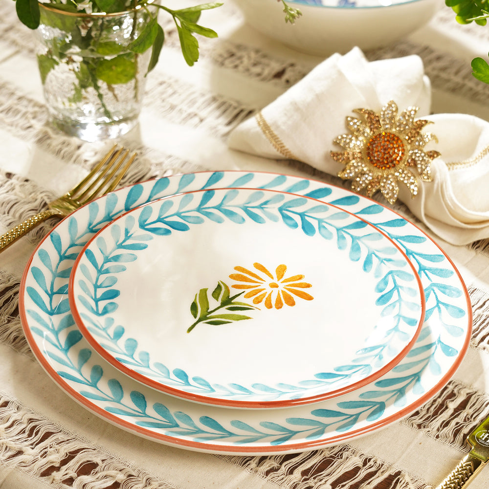 White & Blue Hand Painted Dessert Plate