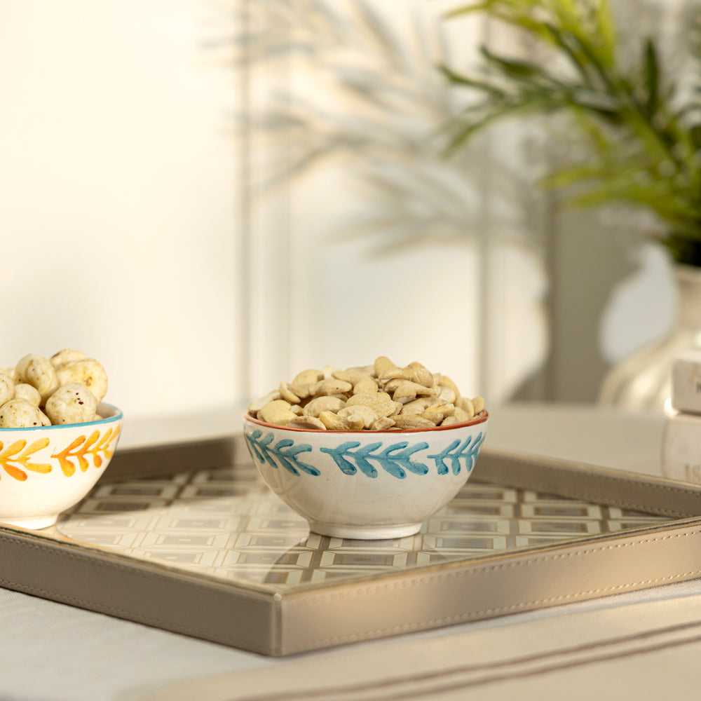 Orange & Blue Floral Side Bowl - Small
