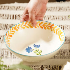 Orange & White Hand Painted Serving Bowl