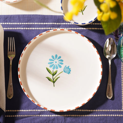 Orange & White Hand Painted Dinner Platter