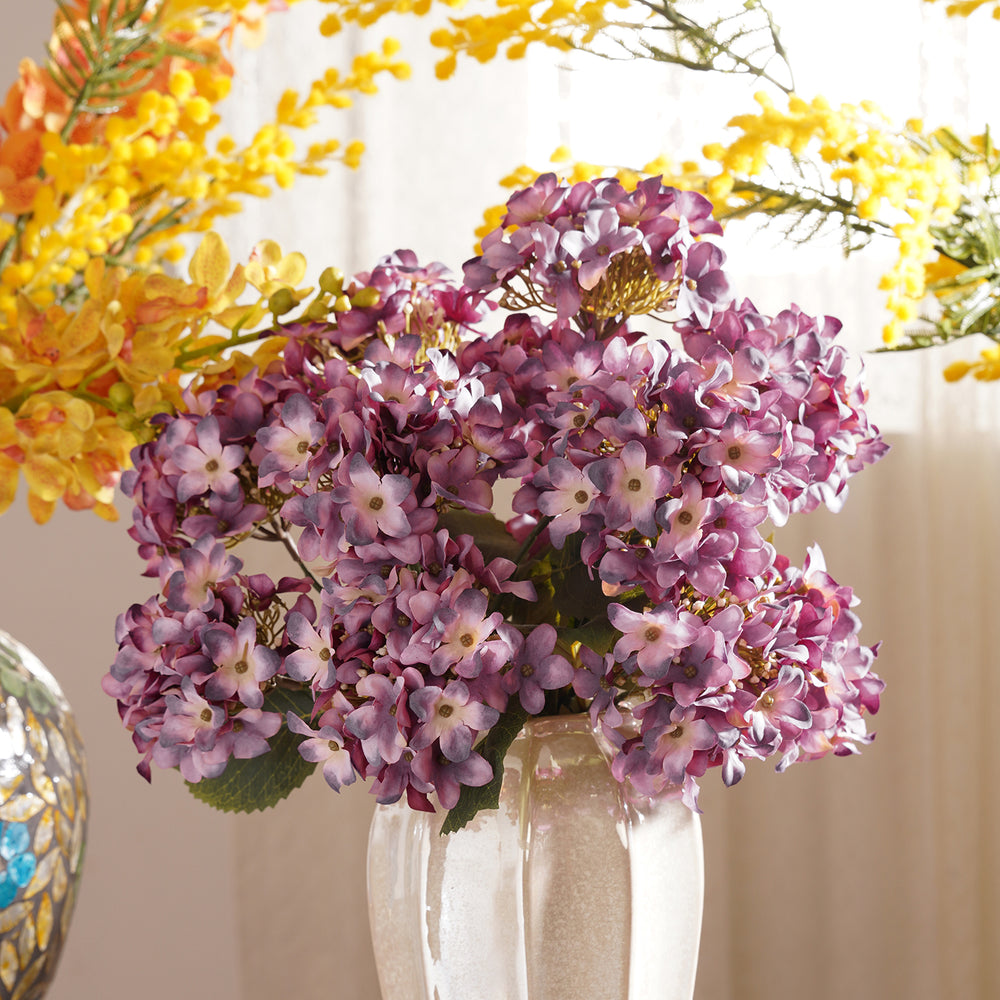 Purple Hydranger Artificial Flower Stem - Single