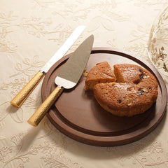 Set of 2 Gold Hammered Cake Server