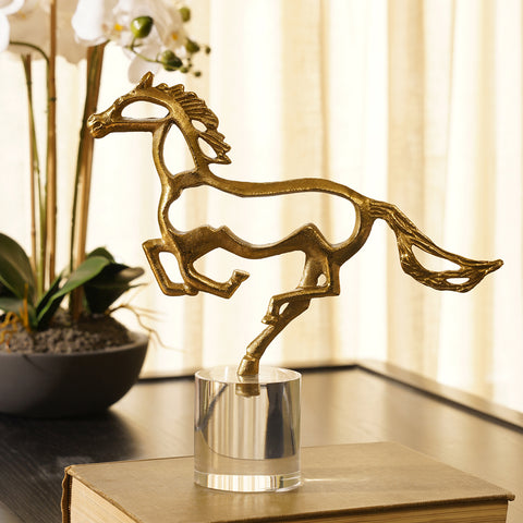 Gold Metal Horse on Acrylic Base