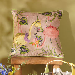 Light Pink Ostrich Print Square Cushion Cover