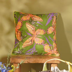 Green Butterfly Print Cushion cover
