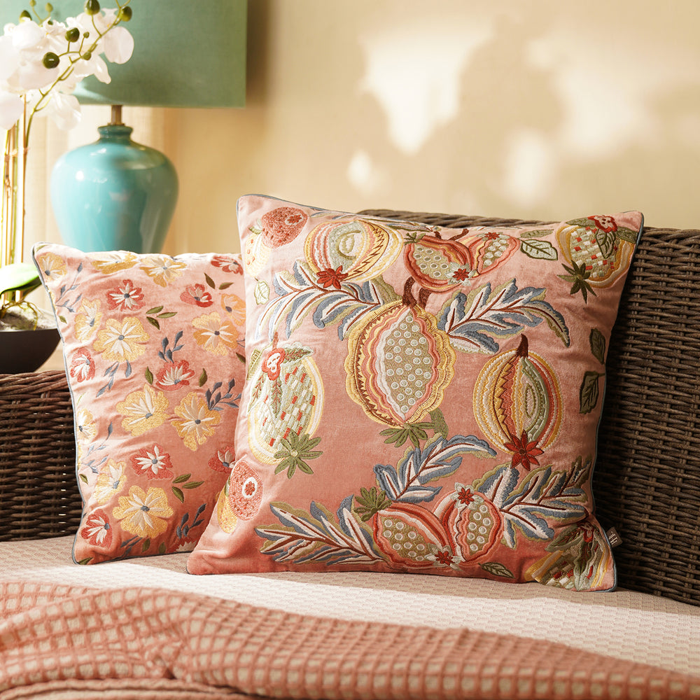 Light Pink Threadwork Square Cushion Cover