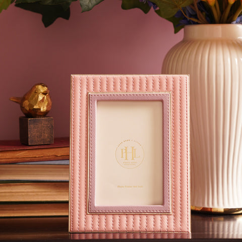 Pink & Purple Stitched Faux Leather Photo Frame - Small