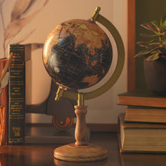 Black Decorative Globe with Stand - Medium