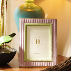 Purple & Green Stitched Faux Leather Photo Frame - Medium