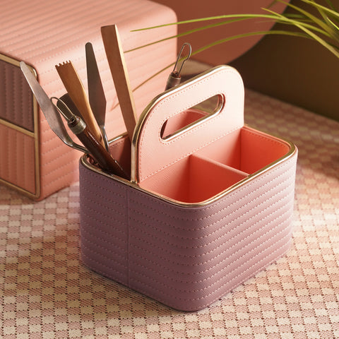 Purple & Pink 4 Compartment Faux Leather Organiser