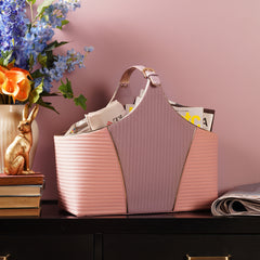 Pink & Purple Stitched Faux Leather Magazine Basket
