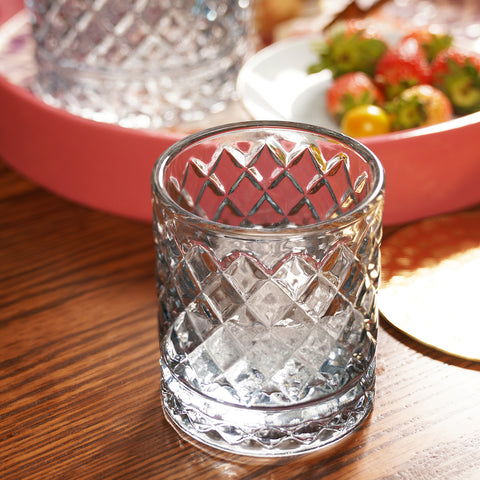 Set of 2 Blue Diamond Textured Whiskey Glasses
