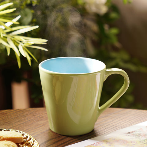 Set of 2 Green & Blue Ceramic Coffee Mugs