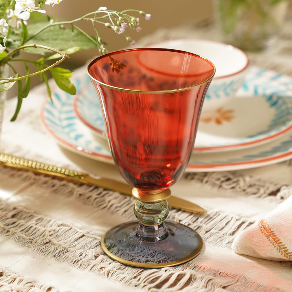 Set of 2 Red Colourbocked Wine Glasses