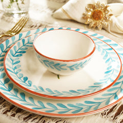 Set of 2 White & Blue Hand Painted Side Bowls