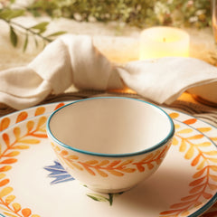 Set of 2 White & Orange Hand Painted Side Bowls