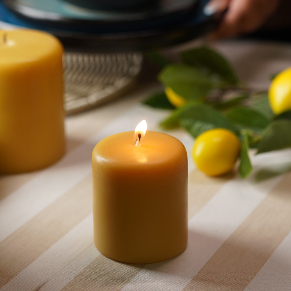 Mustard Oud Pillar Candle - Medium
