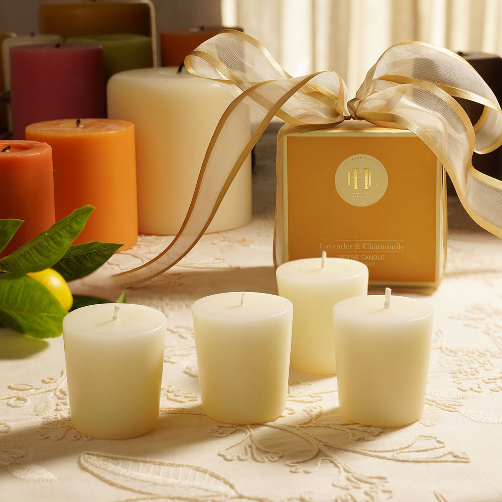 Set of 4 White Lavender & Chamomile Votive Candles