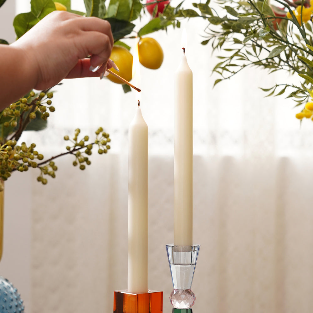 Set of 2 White Lavender & Chamomile Taper Candles