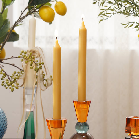 Set of 2 Mustard Oud Taper Candles