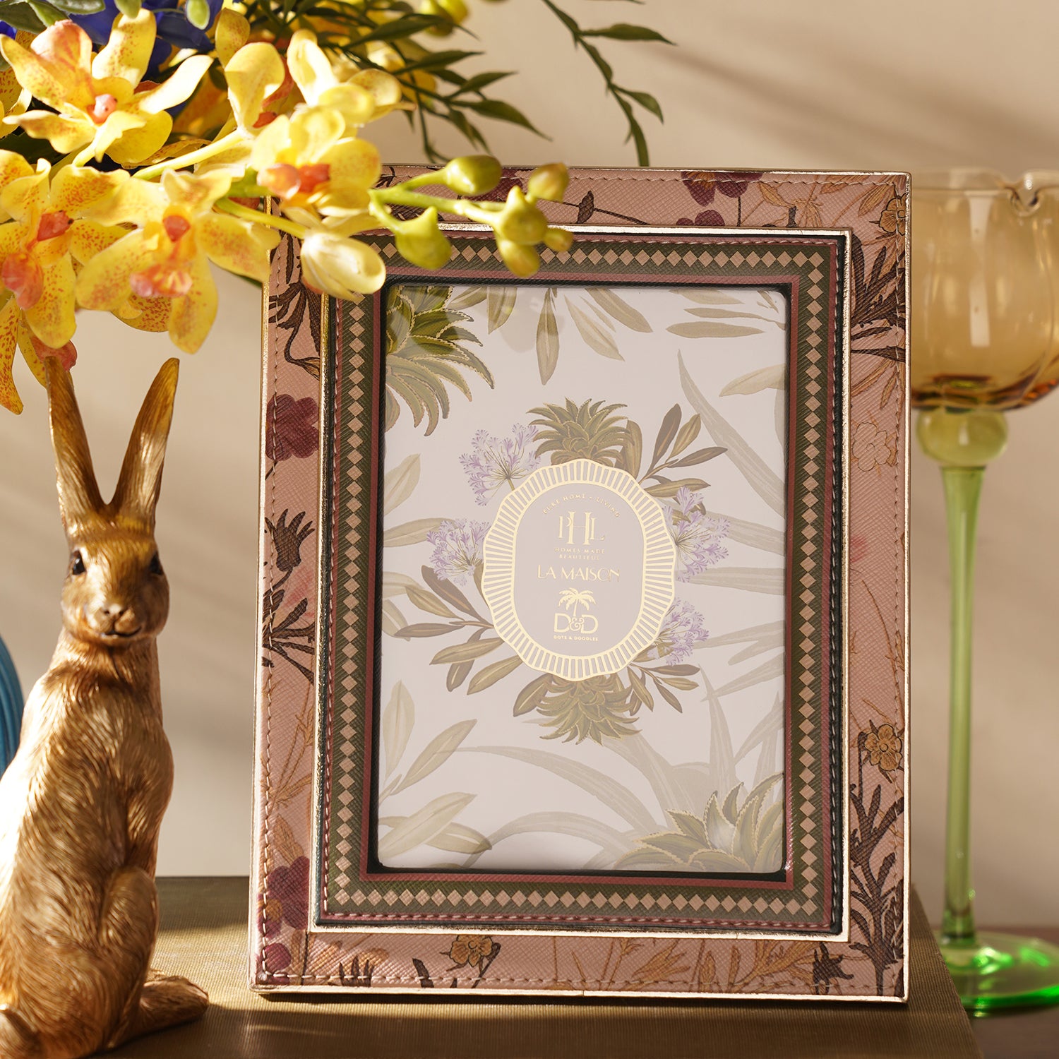Pink Printed Faux Leather Photo Frame - Large