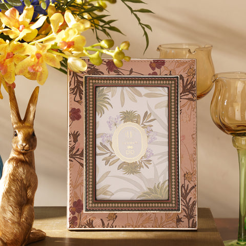 Pink Printed Faux Leather Photo Frame - Small