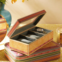 Yellow Printed Faux Leather Watch Box