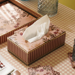 Pink Printed Faux Leather Tissue Box