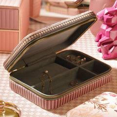 Pink Printed Faux Leather Travel Jewellery Box