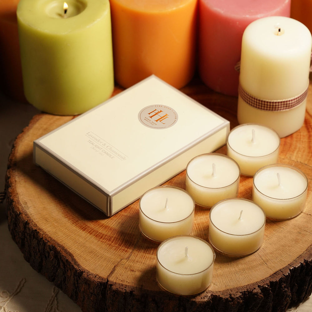 Set of 6 White Lavender & Chamomile Tea Lights