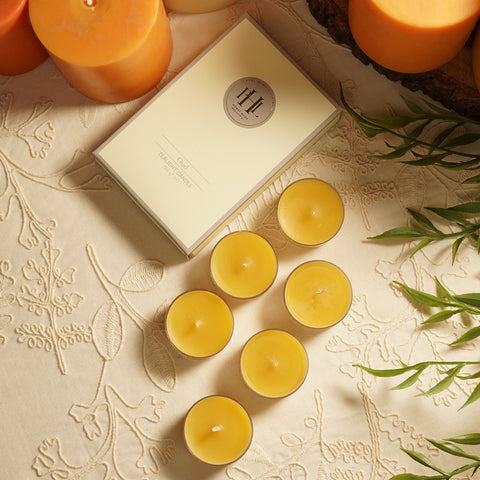 Set of 6 Mustard Oud Tea Lights