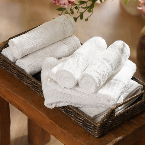 Set of 8 White Sheared Face Towels