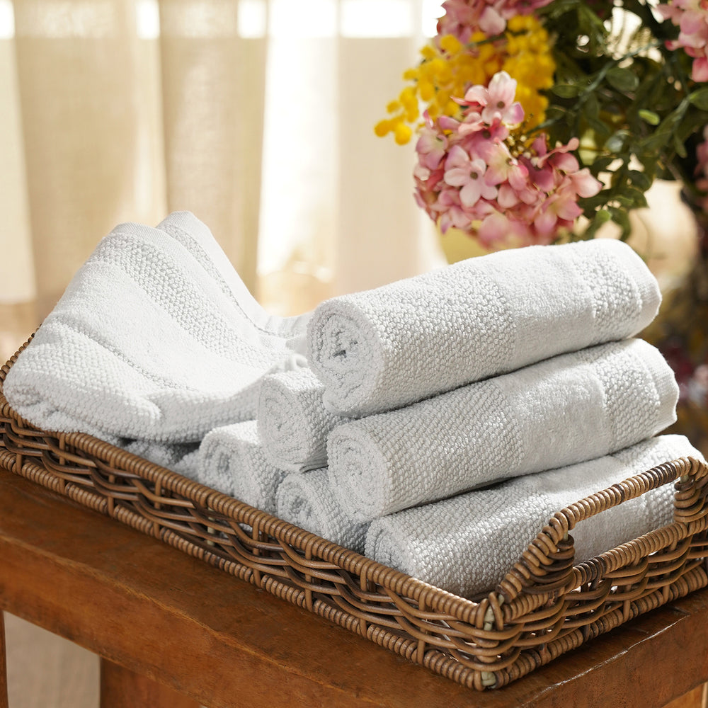 Set of 8 Light Blue Sheared Face Towels
