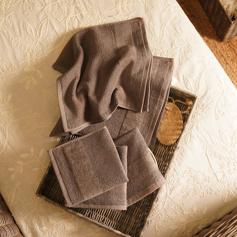 Set of 8 Chocolate Brown Sheared Face Towels
