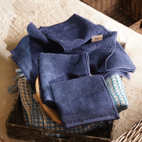 Set of 8 Blue Sheared Face Towels