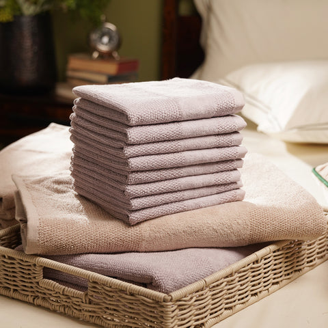 Set of 8 Light Pink Sheared Face Towels