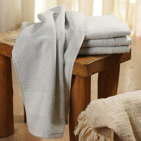 Set of 4 Light Blue Sheared Hand Towels