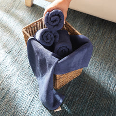 Set of 4 Blue Sheared Hand Towels