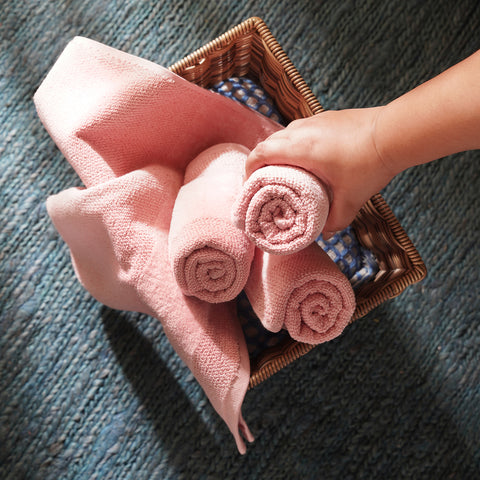 Set of 4 Pink Sheared Hand Towels