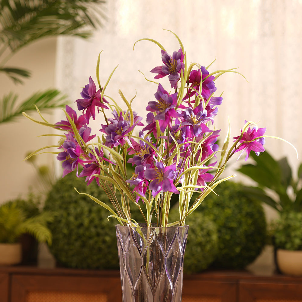 Purple Aquilegia Artificial Flower Stem - Single