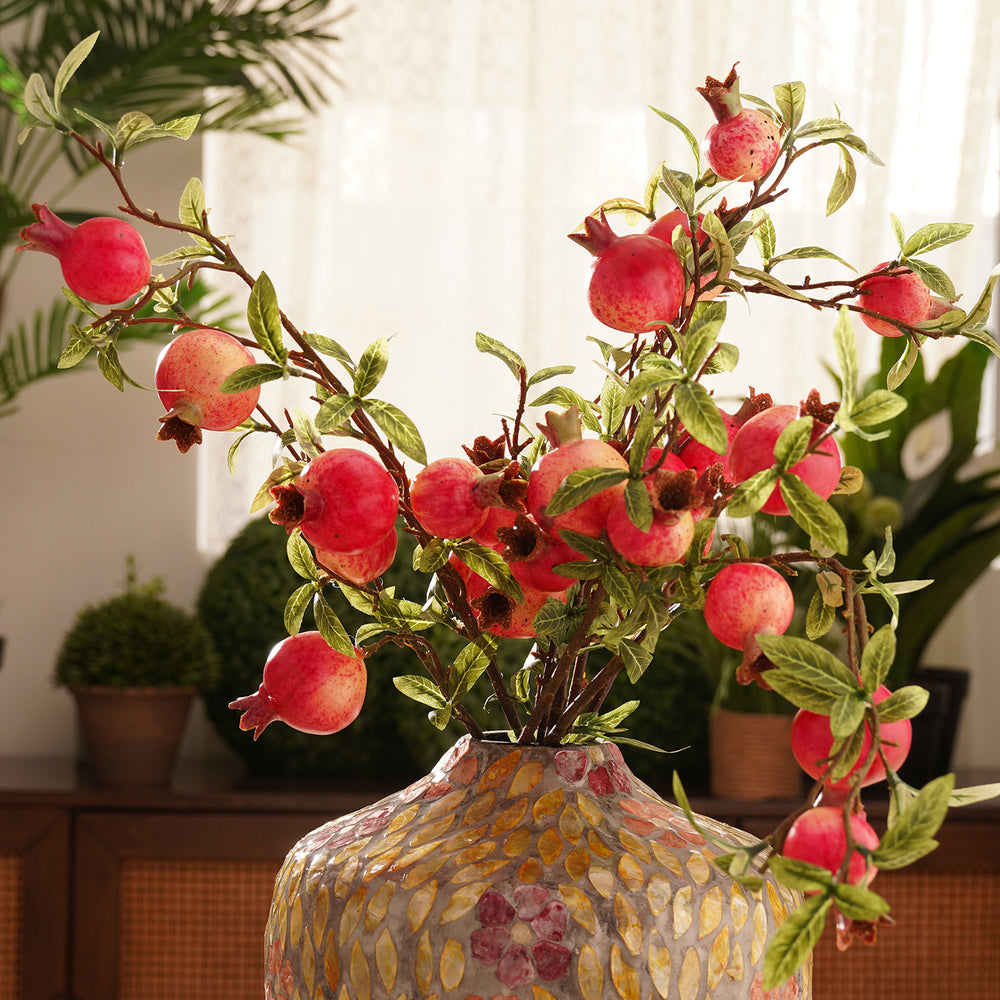 Red Pomegranate Artificial Stem - Single
