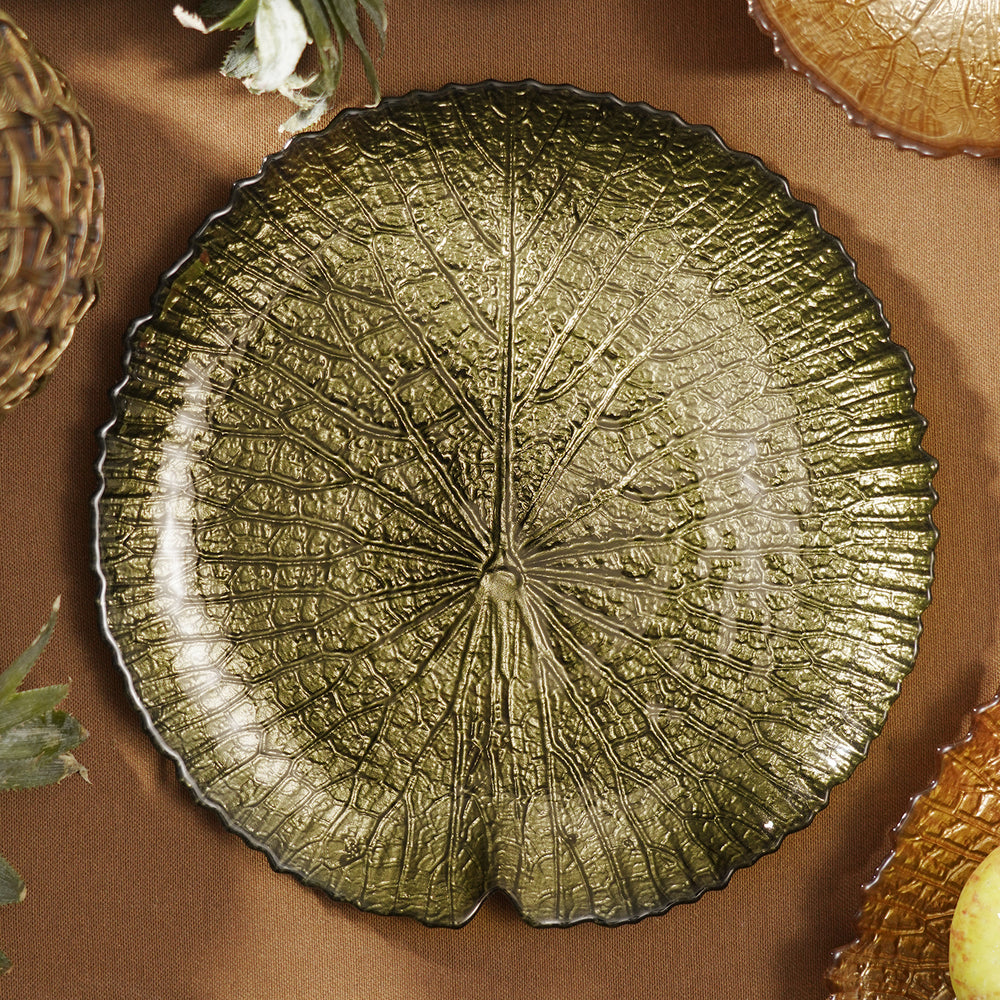 Green Lotus Leaf Decorative Platter - Small