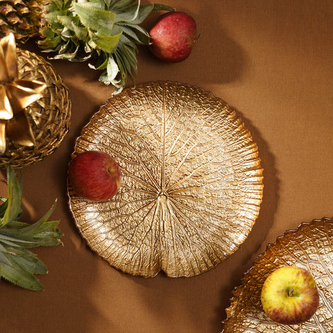 Gold Lotus Leaf Decorative Platter - Small