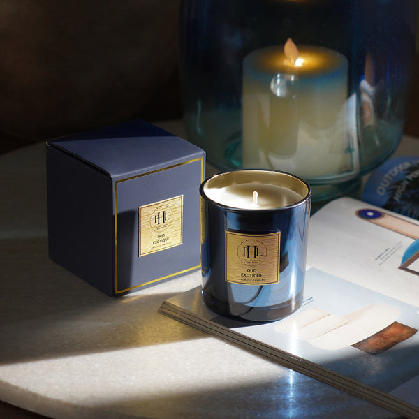 Blue Scented Wax Filled Candle Jar - Oud Exotic