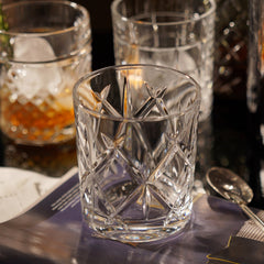 Clear Textured Cut Whiskey Glass